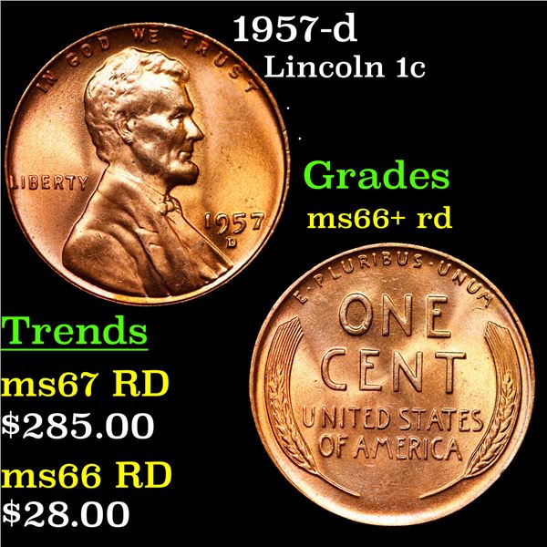 1957-d Lincoln Cent 1c Grades GEM++ RD