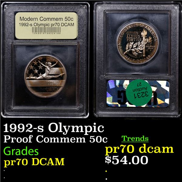 Proof 1992-s Olympic Modern Commem Half Dollar 50c Graded GEM++ Proof Deep Cameo By USCG