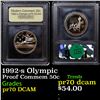 Image 1 : Proof 1992-s Olympic Modern Commem Half Dollar 50c Graded GEM++ Proof Deep Cameo By USCG