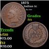 Image 1 : 1875 Indian Cent 1c Grades f+