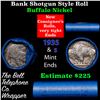 Image 1 : Buffalo Nickel Shotgun Roll in Old Bank Style 'Abbott Coin Counter' Wrapper 1935 & s Mint Ends