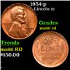 Image 1 : 1954-p Lincoln Cent 1c Grades GEM+ Unc RD