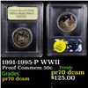 Image 1 : Proof 1991-1995-P WWII Modern Commem Half Dollar 50c Graded GEM++ Proof Deep Cameo By USCG