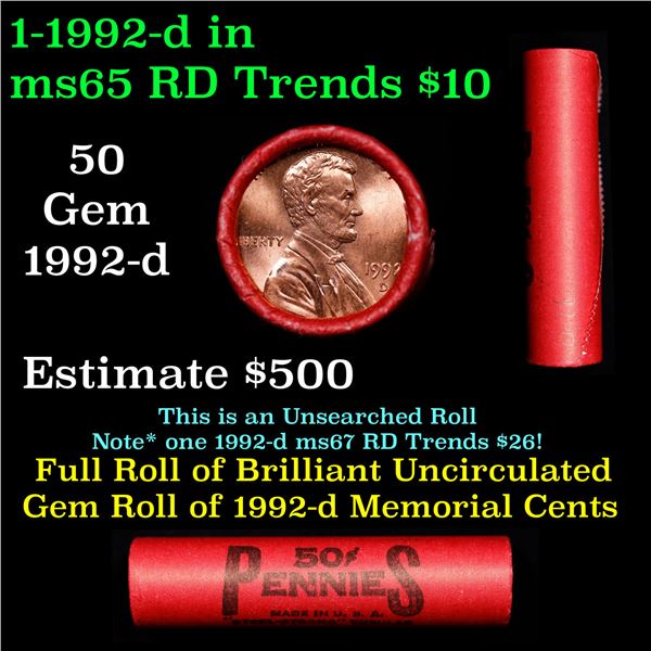 Shotgun Lincoln 1c roll, 1992-d 50 pcs Steel-Strong Wrapper.