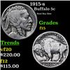 Image 1 : 1915-s Buffalo Nickel 5c Grades f+