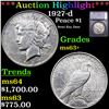 Image 1 : ***Auction Highlight*** 1927-d Peace Dollar $1 Grades Select+ Unc By SEGS (fc)