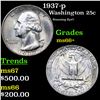 Image 1 : 1937-p Washington Quarter 25c Grades GEM++ Unc