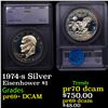 Image 1 : Proof 1974-s Silver Eisenhower Dollar $1 Graded pr69+ DCAM BY SEGS