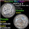 Image 1 : ***Auction Highlight*** 1834 Lg 4 Capped Bust Dime 10c Graded ms64+ By SEGS (fc)