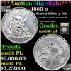 Image 1 : ***Auction Highlight*** 1860-o Seated Half Dollar 50c Graded Choice Unc+ PL BY USCG (fc)