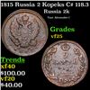 Image 1 : 1815 Russia 2 Kopeks C# 118.3 Grades vf+
