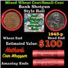 Image 1 : Mixed small cents 1c orig shotgun roll, 1943-p Steel Cent, Wheat Cent other end, Nathan's Brandt Wra