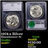 Image 1 : 1974-s Silver Eisenhower Dollar $1 Graded ms67+ BY SEGS