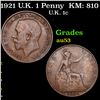 Image 1 : 1921 U.K. 1 Penny  KM: 810 Grades Select AU