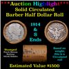 Image 1 : ***Auction Highlight*** Old 50c Roll $10 Halves Solid Barber Half dollar Roll with 1914 & S  Ends (f