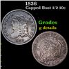 Image 1 : 1836 Capped Bust Half Dime 1/2 10c Grades g details