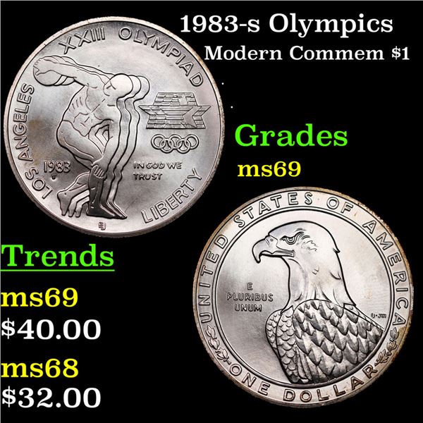 1983-s Olympics Modern Commem Dollar $1 Grades ms69