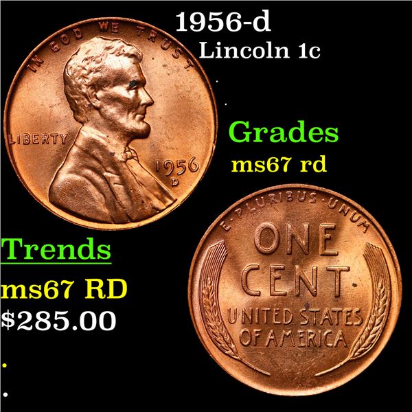 1956-d Lincoln Cent 1c Grades GEM++ Unc RD