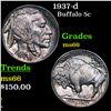 Image 1 : 1937-d Buffalo Nickel 5c Grades GEM+ Unc