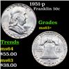Image 1 : 1951-p Franklin Half Dollar 50c Grades Select+ Unc