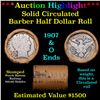 Image 1 : ***Auction Highlight*** Old 50c Roll $10 Halves Solid Barber Half dollar Roll with 1907 & O  Ends (f