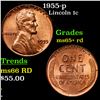 Image 1 : 1955-p Lincoln Cent 1c Grades Gem+ Unc RD