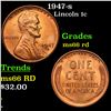 Image 1 : 1947-s Lincoln Cent 1c Grades GEM+ Unc RD