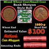 Image 1 : Mixed small cents 1c orig shotgun roll, 1920-p Lincoln Cent, Wheat Cent other end, Nathan's Brandt W