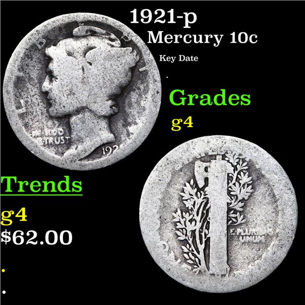 1921-p Mercury Dime 10c Grades g, good