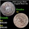 Image 1 : 1821 Large Date Capped Bust Dime 10c Grades ag