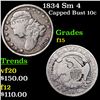 Image 1 : 1834 Sm 4 Capped Bust Dime 10c Grades f+