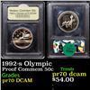 Image 1 : Proof 1992-s Olympic Modern Commem Half Dollar 50c Graded GEM++ Proof Deep Cameo By USCG