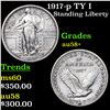 Image 1 : 1917-p TY I Standing Liberty Quarter 25c Grades Choice AU/BU Slider+