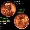 Image 1 : 1958-p Lincoln Cent 1c Grades GEM+ Unc RD