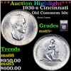 Image 1 : ***Auction Highlight*** 1936-s Cincinnati Old Commem Half Dollar 50c Graded ms65+ BY SEGS (fc)