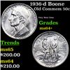 Image 1 : 1936-d Boone Old Commem Half Dollar 50c Grades Choice+ Unc