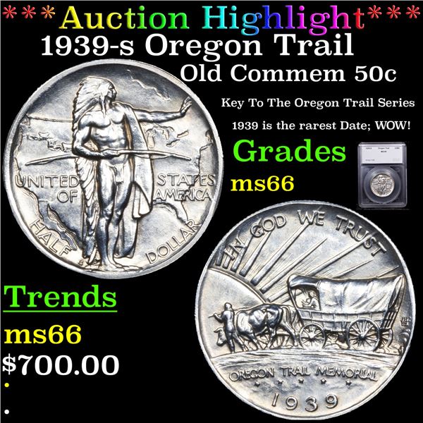 ***Auction Highlight*** 1939-s Oregon Trail Old Commem Half Dollar 50c Graded ms66 BY SEGS (fc)