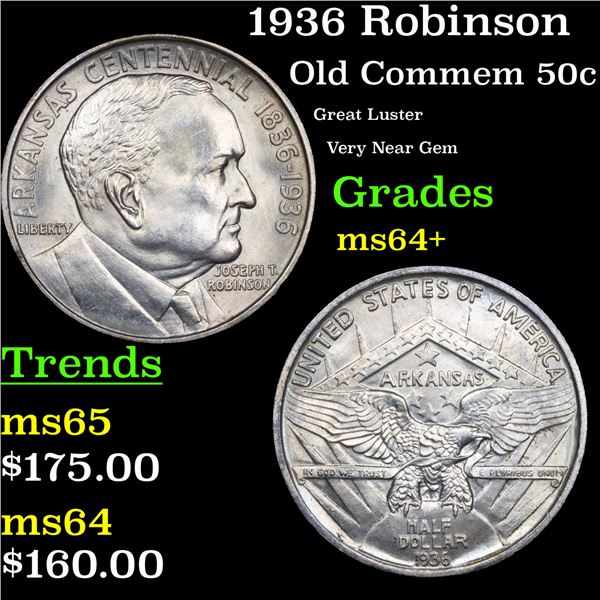 1936 Robinson Old Commem Half Dollar 50c Grades Choice+ Unc