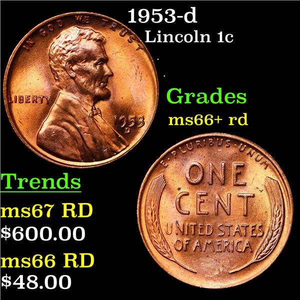 1953-d Lincoln Cent 1c Grades GEM++ RD