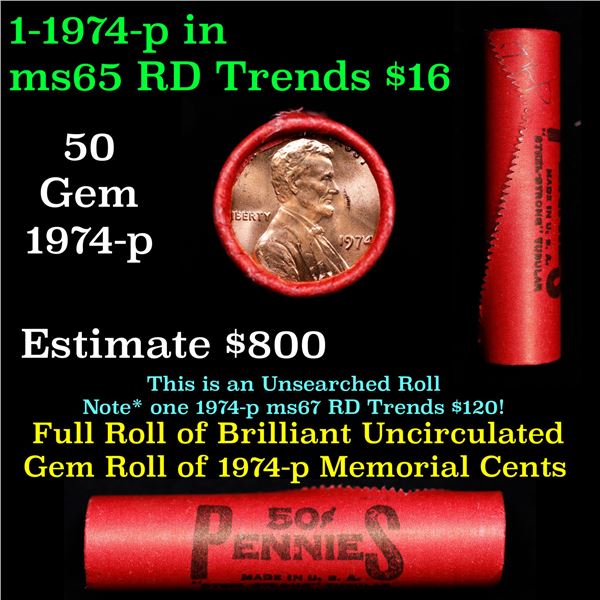 Shotgun Lincoln 1c roll, 1974-p 50 pcs Steel-Strong Wrapper.