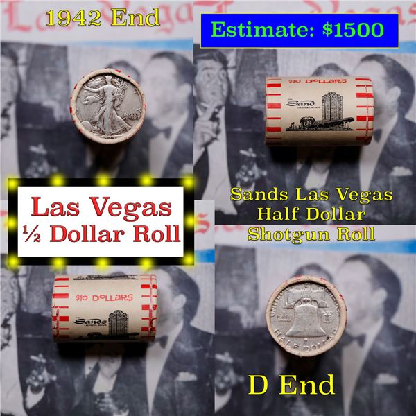 ***Auction Highlight*** Old Casino 50c Roll $10 Halves Las Vegas Casino Sands 1942 walker & D frankl