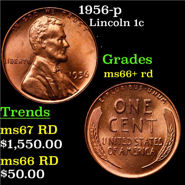 1956-p Lincoln Cent 1c Grades GEM++ RD