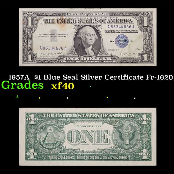 1957A  $1 Blue Seal Silver Certificate Fr-1620 Grades xf