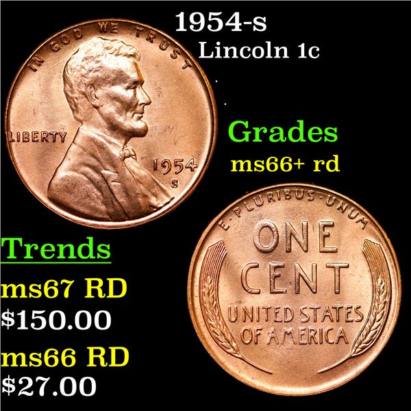 1954-s Lincoln Cent 1c Grades GEM++ RD