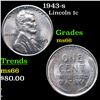 Image 1 : 1943-s Lincoln Cent 1c Grades GEM+ Unc