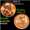 Image 1 : 1957-d Lincoln Cent 1c Grades Gem+ Unc RD