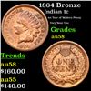 Image 1 : 1864 Bronze Indian Cent 1c Grades Choice AU/BU Slider