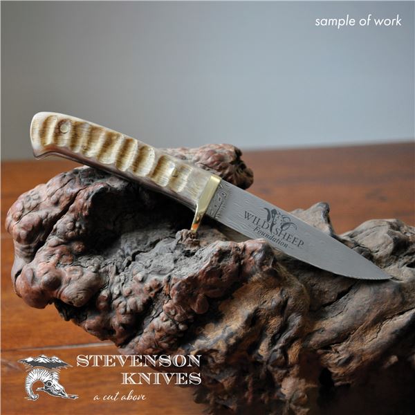 STEVENSON KNIVES CUSTOM RWL 34 GENTLEMEN'S BLADE WITH SHEEP HORN HANDLE