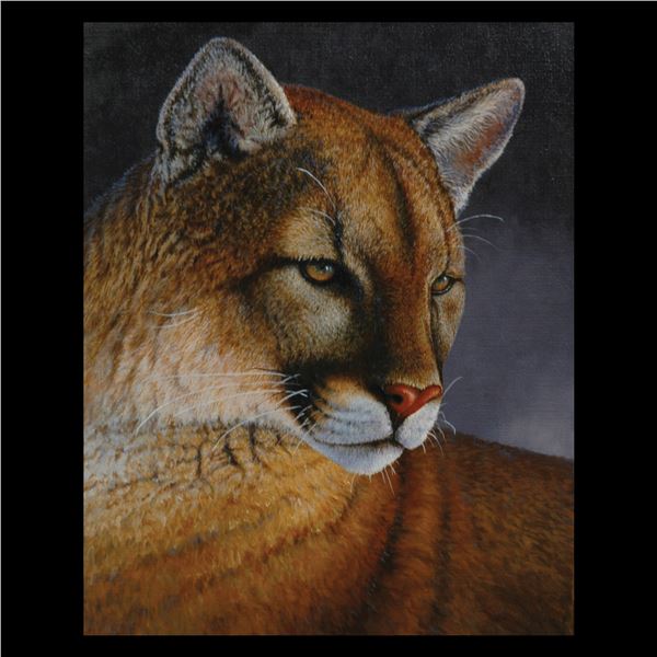 ORIGINAL WILDLIFE ART BRONZE & PAINTING COMBO "MOUNTAIN LION"