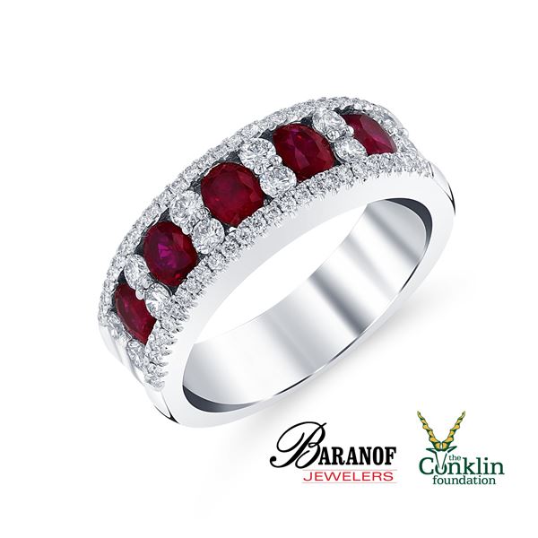 RUBY AND DIAMOND RING SET IN 18 K WHITE GOLD